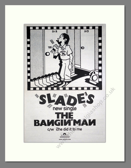 Slade - The Bangin Man. Vintage Advert 1974 (ref AD20329)