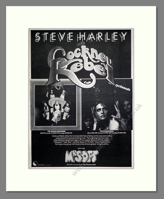 Steve Harley Cockney Rebel - Mr Soft. Vintage Advert 1974 (ref AD20336)