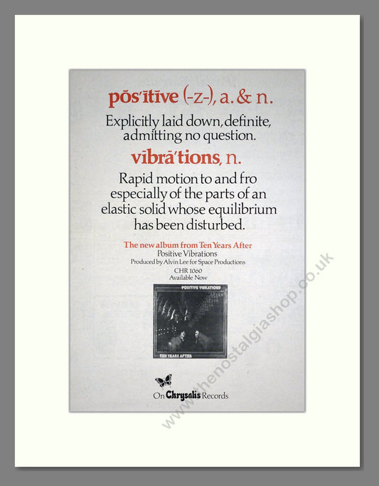 Ten Years After - Positive Vibrations. Vintage Advert 1974 (ref AD20347)