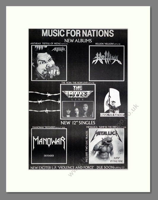 Music For Nations - Various Albums. Vintage Advert 1984 (ref AD20366)