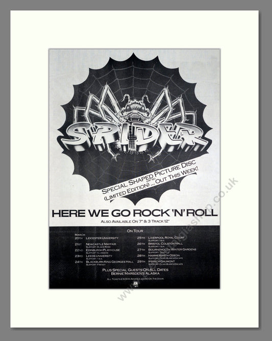 Spider - Here We Go Rock N Roll. Vintage Advert 1984 (ref AD20369)