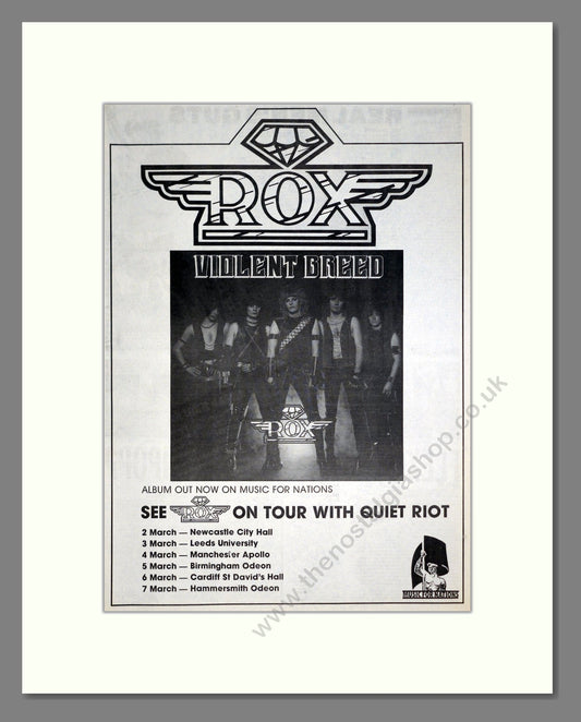 Rox - Violent Breed. Vintage Advert 1984 (ref AD20370)