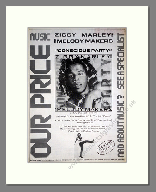 Ziggy Marley - Melody Makers. Vintage Advert 1988 (ref AD20380)