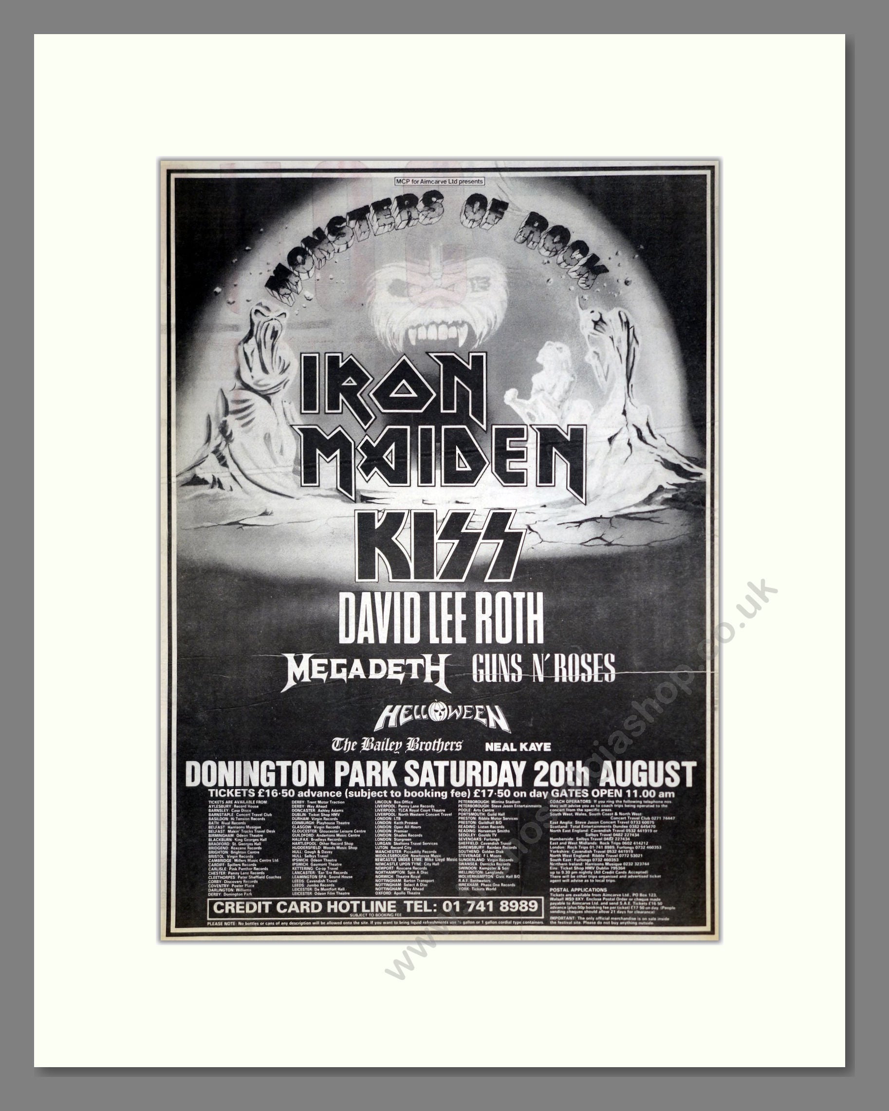 Monsters Of Rock Festival - Line Up. Vintage Advert 1988 (ref AD20384)