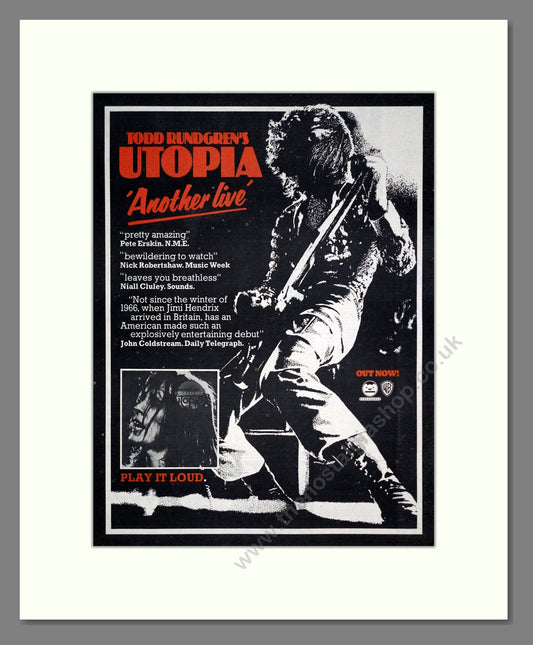 Todd Rundgren - Utopia. Vintage Advert 1975 (ref AD20388)