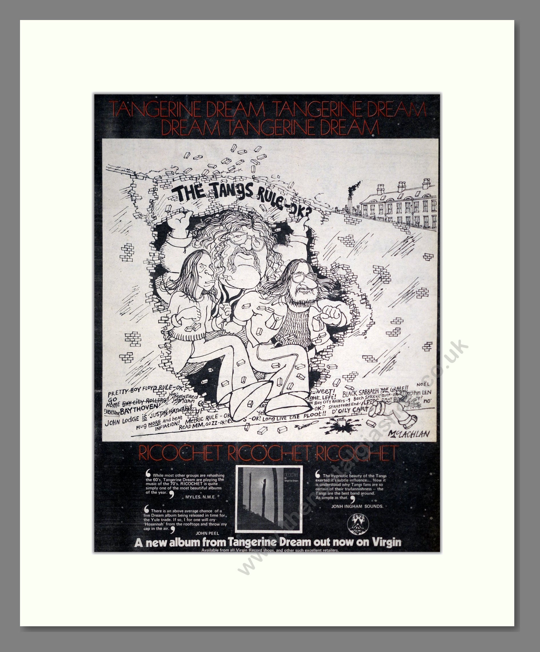 Tangerine Dream - The Tangs Rule OK. Vintage Advert 1975 (ref AD20389)