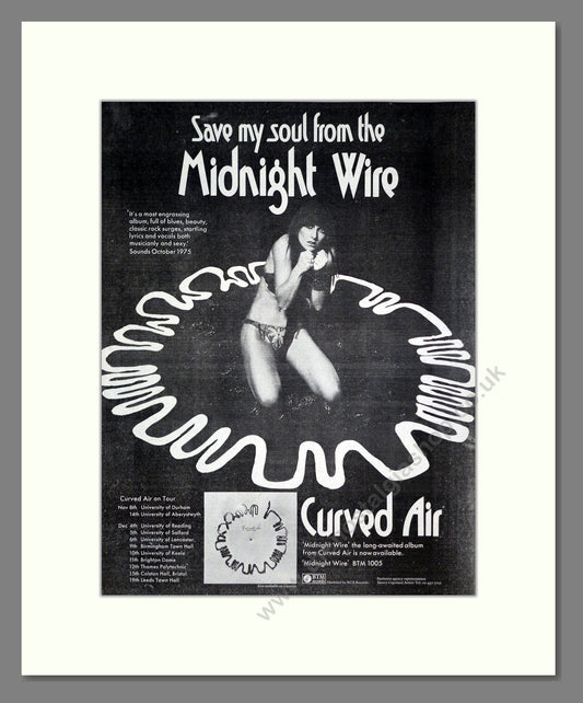Curved Air - Save My Soul From The Midnight Wire. Vintage Advert 1975 (ref AD20400)