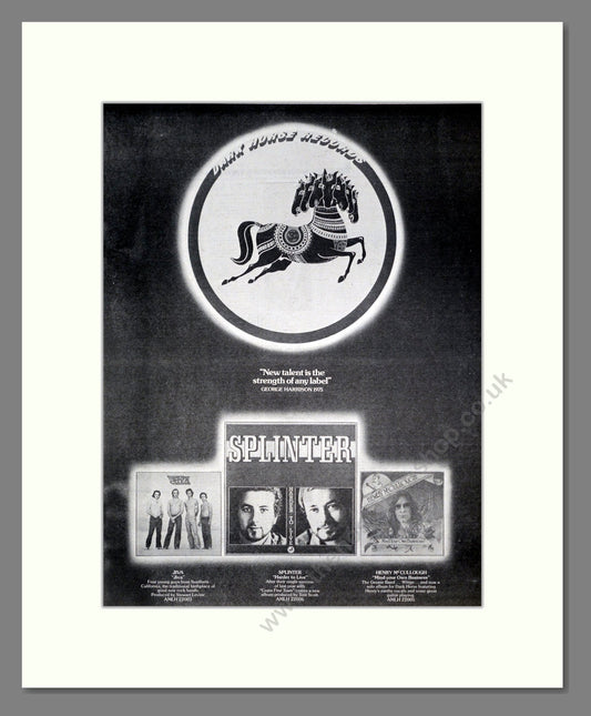 Splinter / Jiva / Henry McCullough - Various Albums Dark Horse Records. Vintage Advert 1975 (ref AD20403)