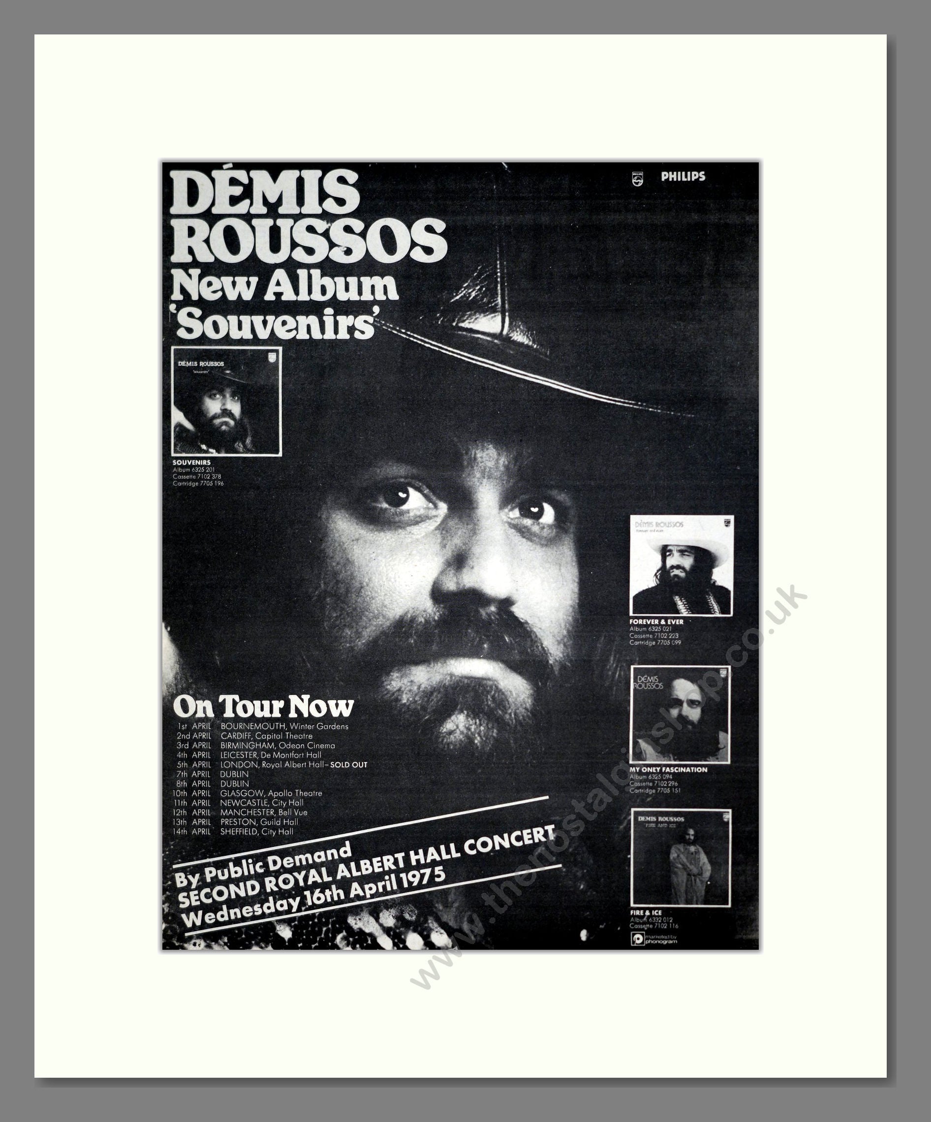 Demis Roussos - Souvenirs. Vintage Advert 1975 (ref AD20405)