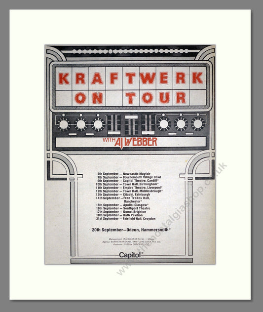 Kraftwerk - UK Tour. Vintage Advert 1975 (ref AD20435)