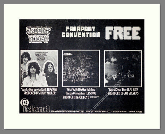 Spooky Tooth / Fairport Convention / Free - 3 Albums Island Records. Vintage Advert 1969 (ref AD20438)