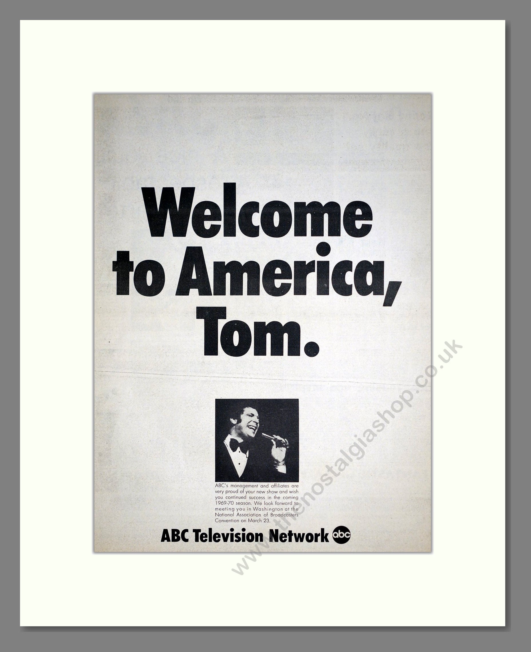 Tom Jones - Welcome To America (ABC TV). Vintage Advert 1969 (ref AD20439)