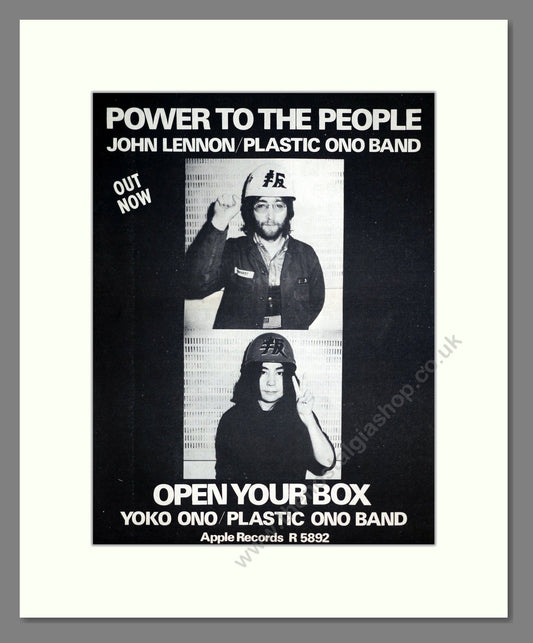 John Lennon / Plastic Ono Band - Open Your Box. Vintage Advert 1971 (ref AD20441)
