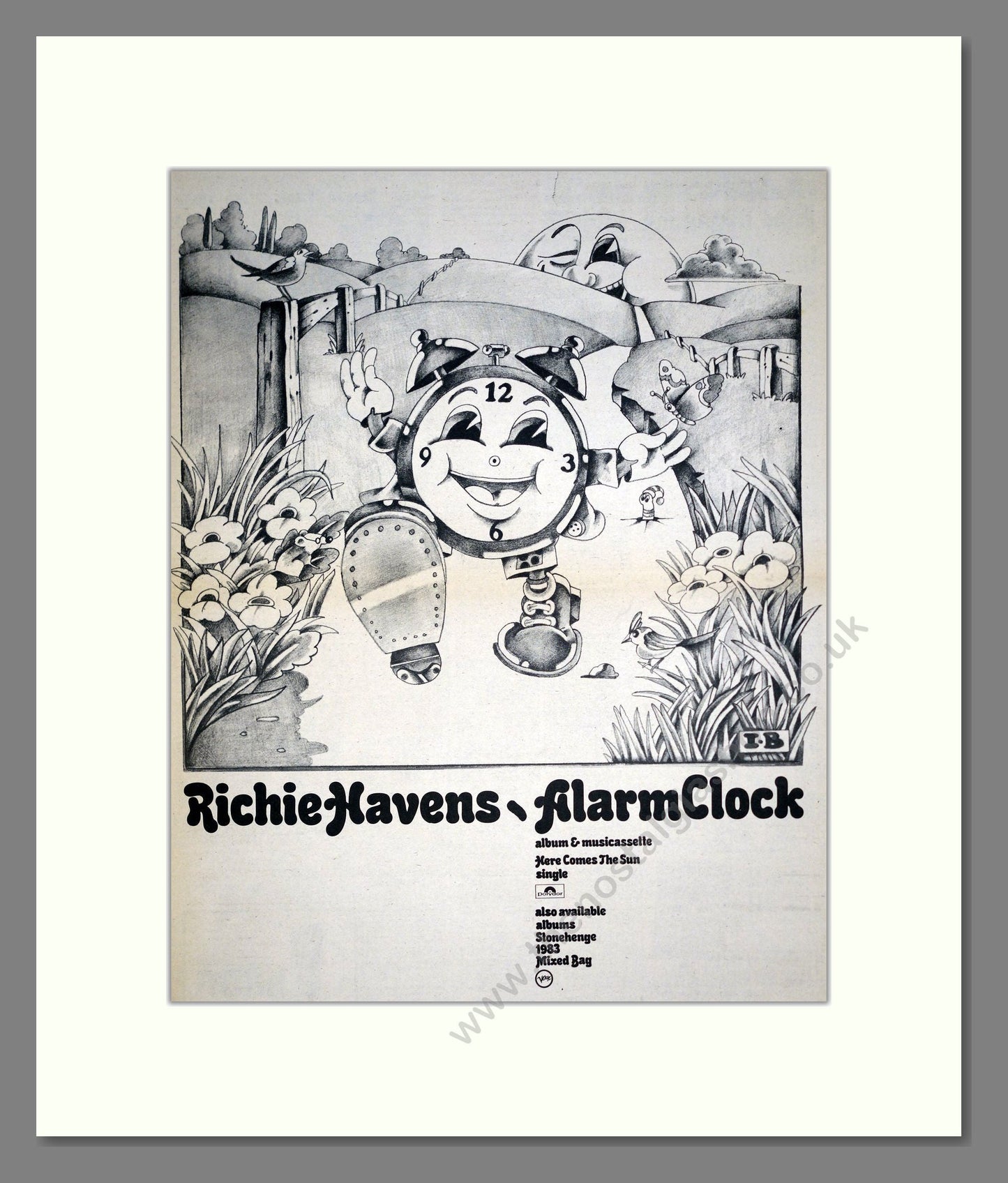 Richie Havens - Alarm Clock. Vintage Advert 1971 (ref AD20443)