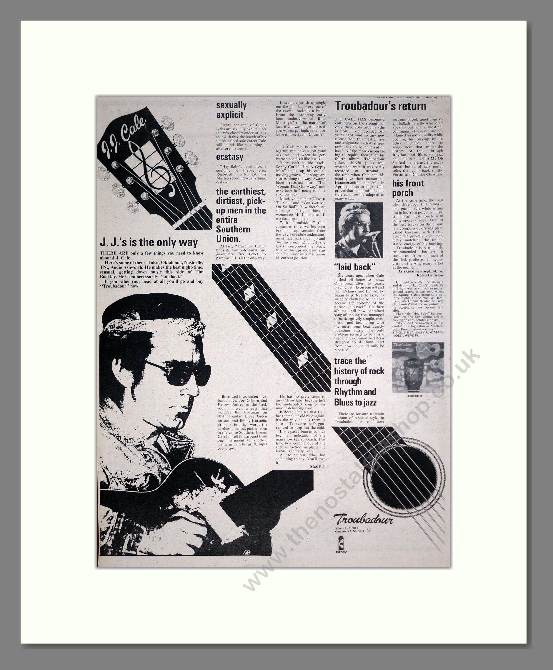 JJ Cale - Troubadour. Vintage Advert 1976 (ref AD20451)