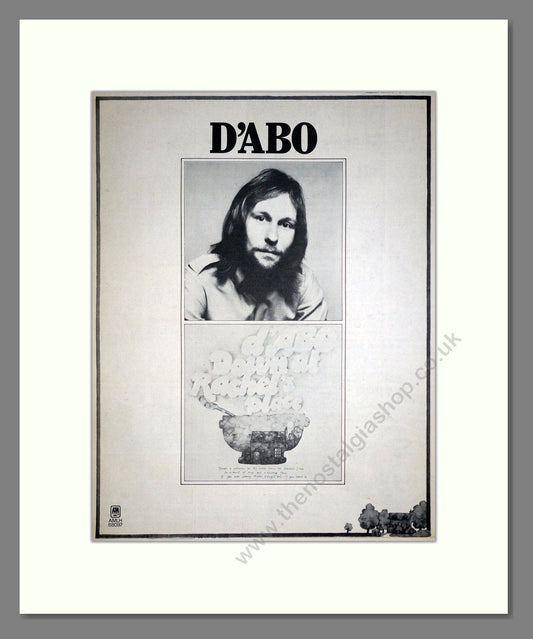 D'Abo - Down At Rachel's Place. Vintage Advert 1972 (ref AD20454)