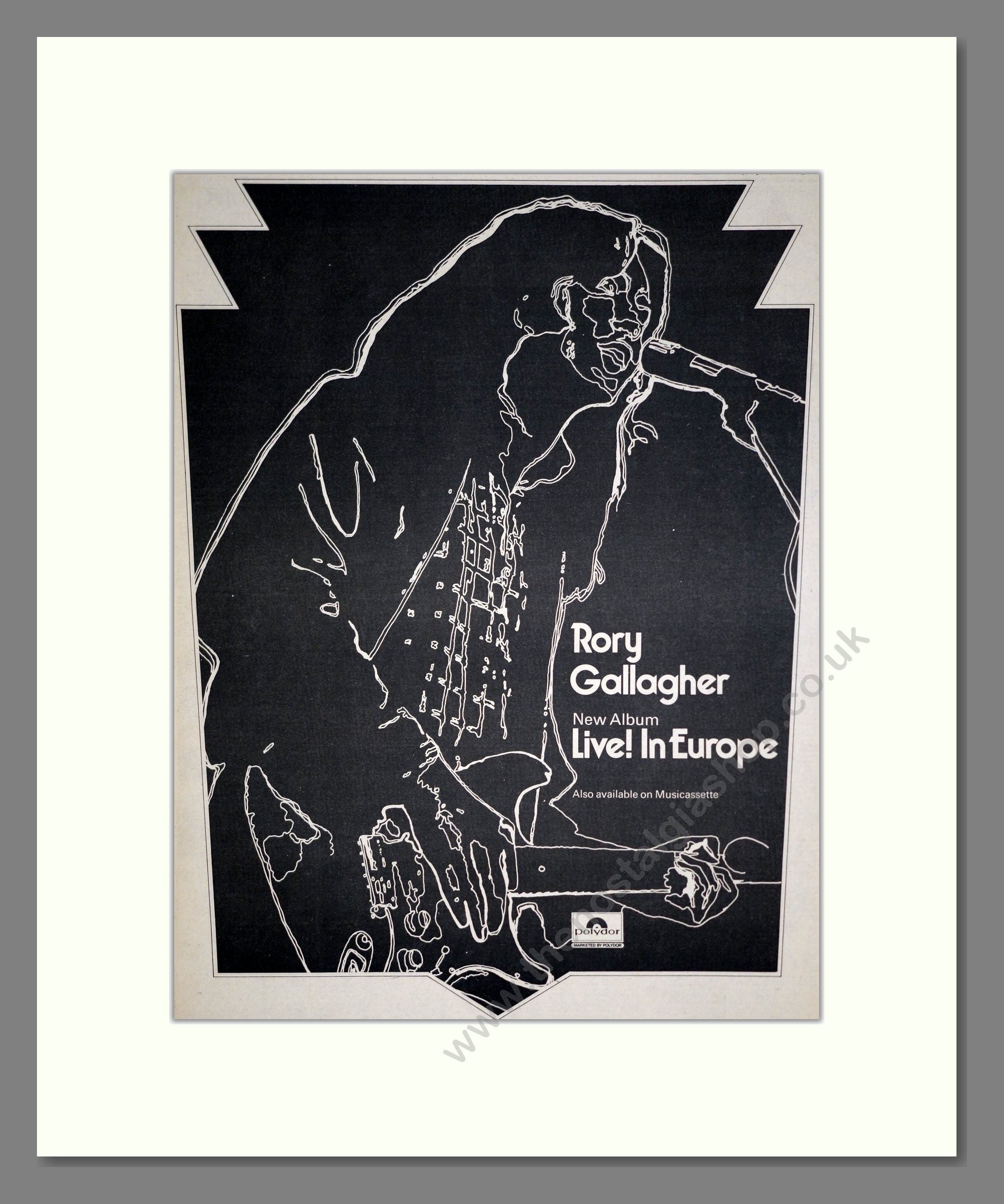 Rory Gallagher - Live In Europe. Vintage Advert 1972 (ref AD20456)