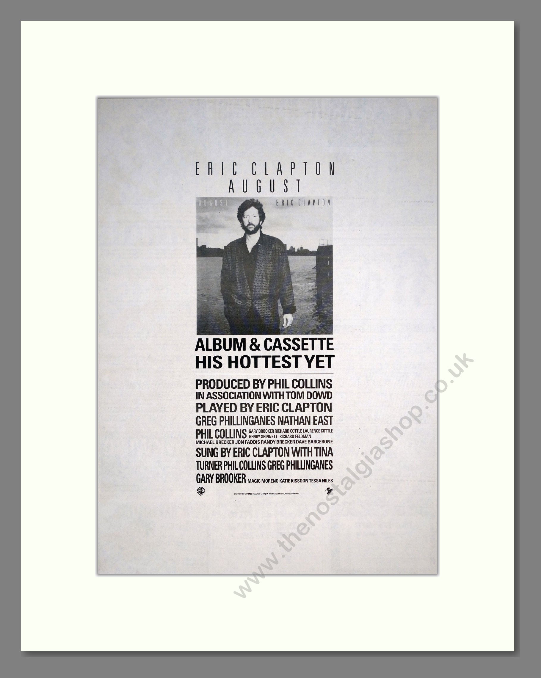 Eric Clapton - August. Vintage Advert 1986 (ref AD20463)