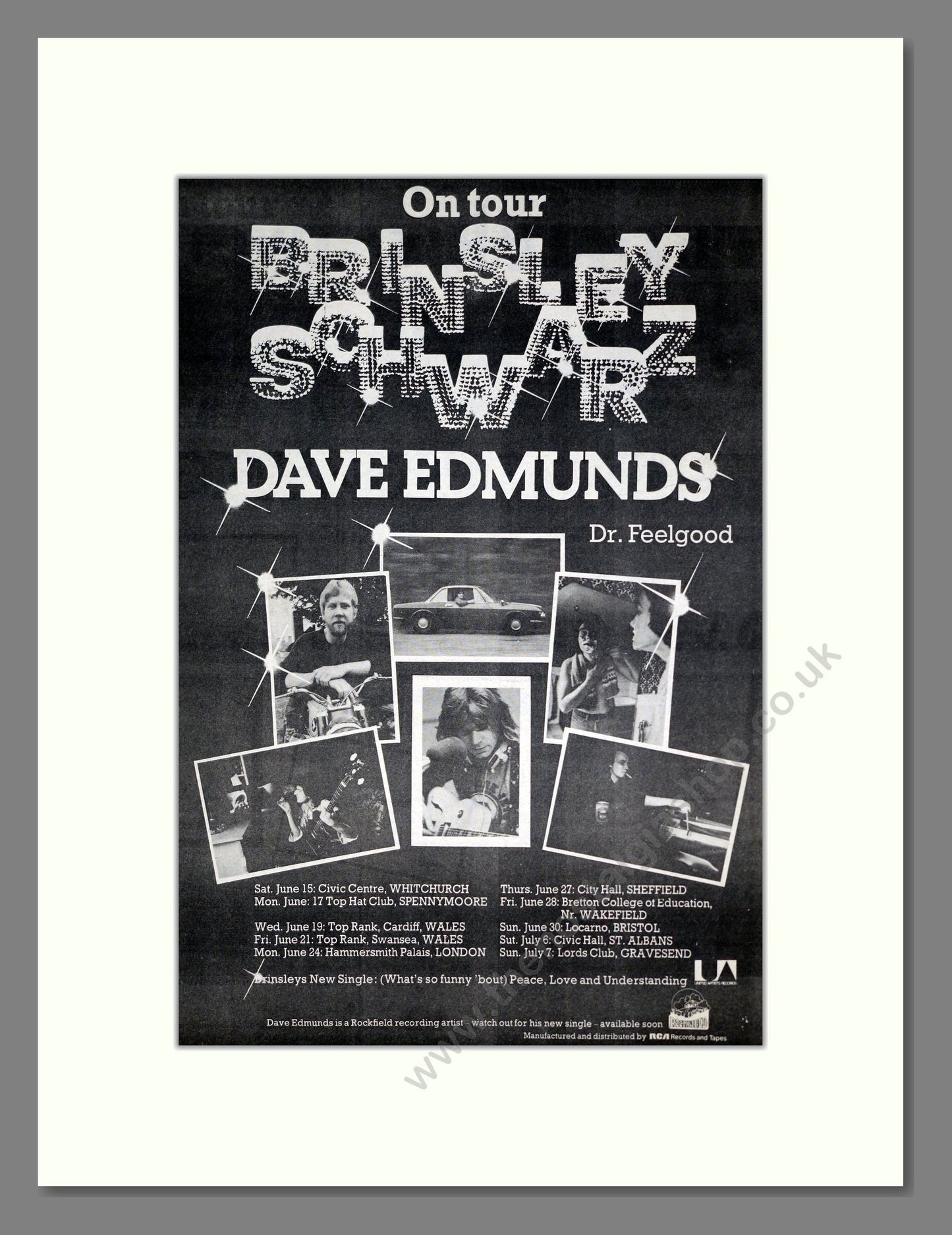 Brinsley Schwarz / Dave Edmunds - UK Tour. Vintage Advert 1974 (ref AD20464)