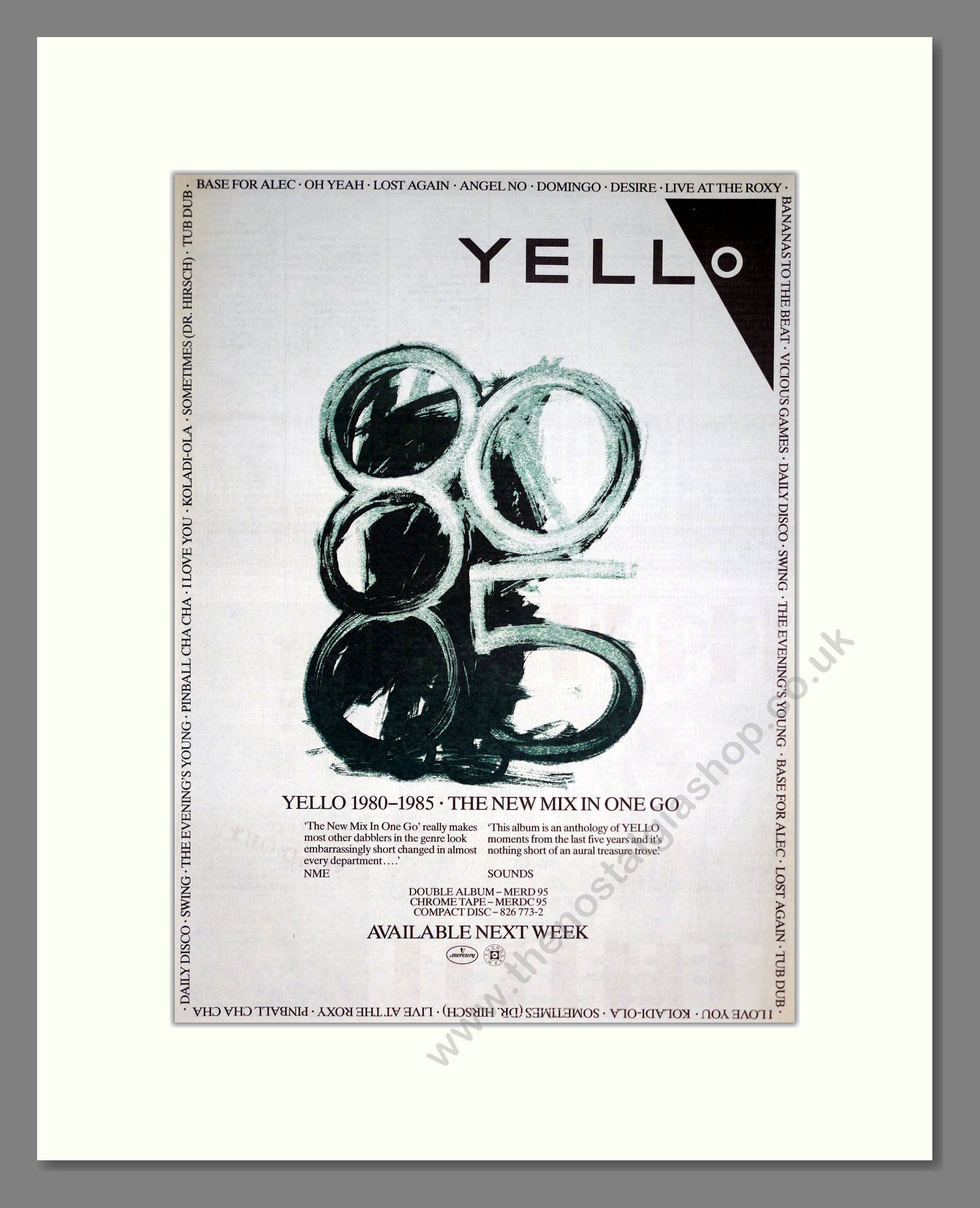 Yello - 1980-1985. Vintage Advert 1986 (ref AD20466)