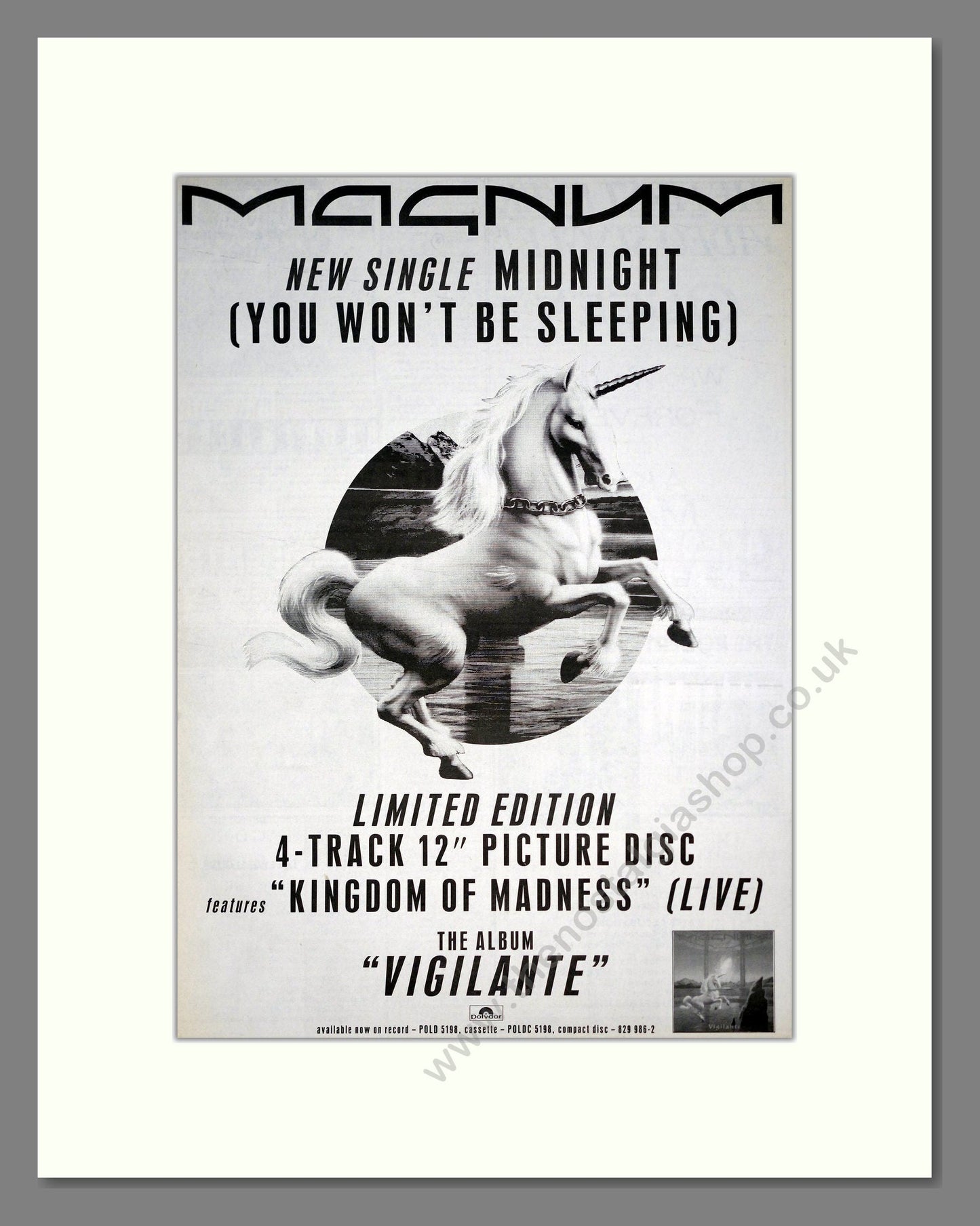 Magnum - Midnight (You Won't Be Sleeping). Vintage Advert 1986 (ref AD20467)