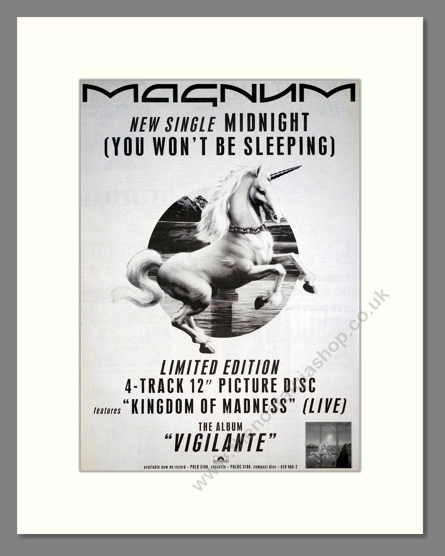 Magnum - Midnight (You Won't Be Sleeping). Vintage Advert 1986 (ref AD20467)