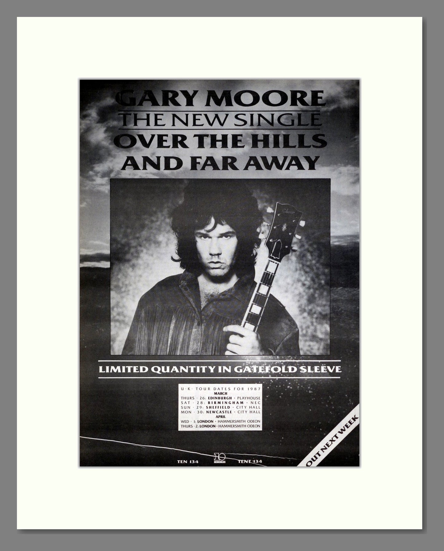 Gary Moore - Over The Hills And Far Away. Vintage Advert 1986 (ref AD20470)
