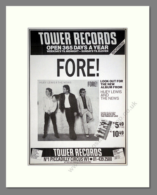Huey Lewis And The News - Fore!. Vintage Advert 1986 (ref AD20472)