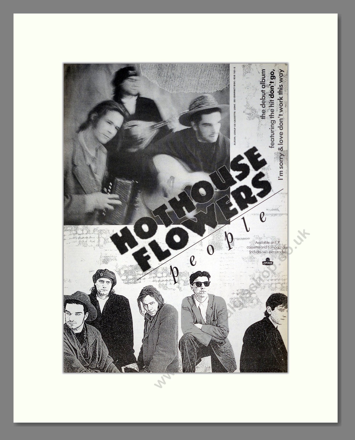 Hothouse Flowers - People. Vintage Advert 1988 (ref AD20483)