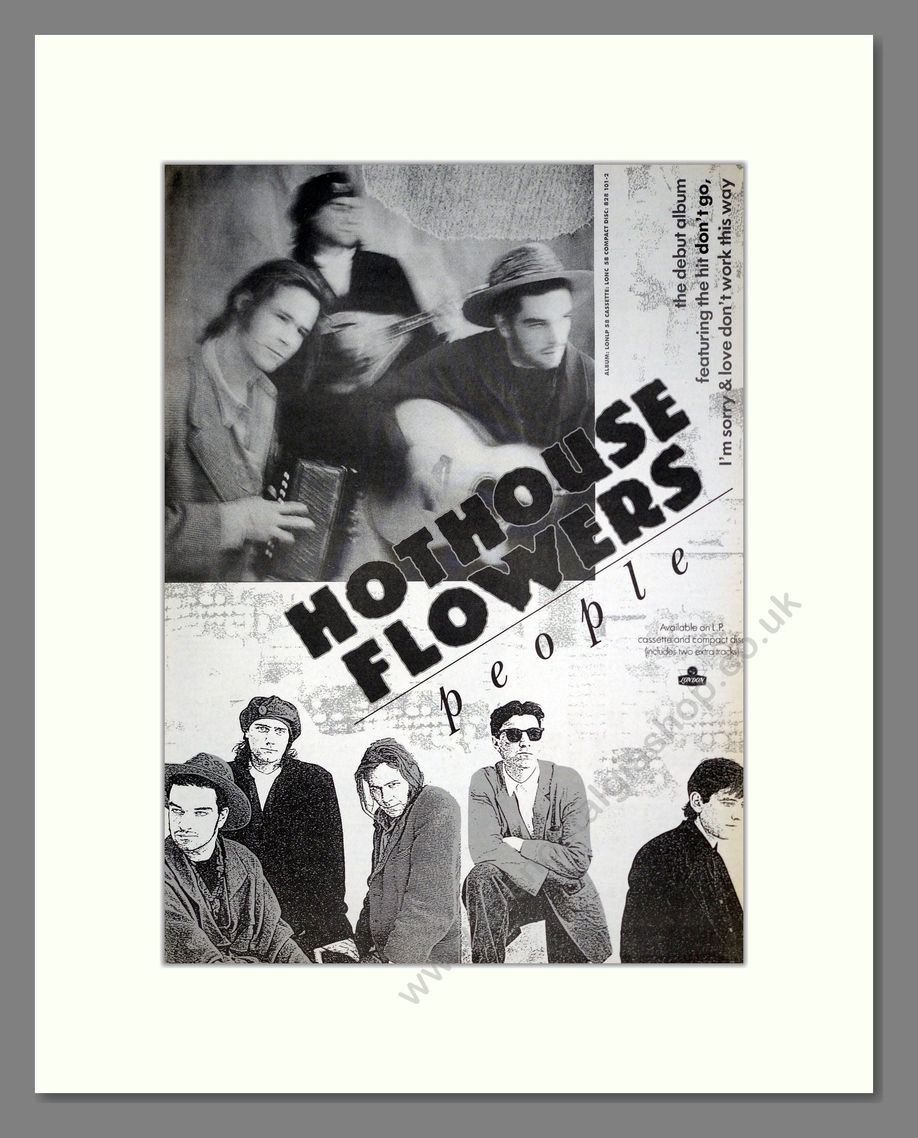 Hothouse Flowers - People. Vintage Advert 1988 (ref AD20483)