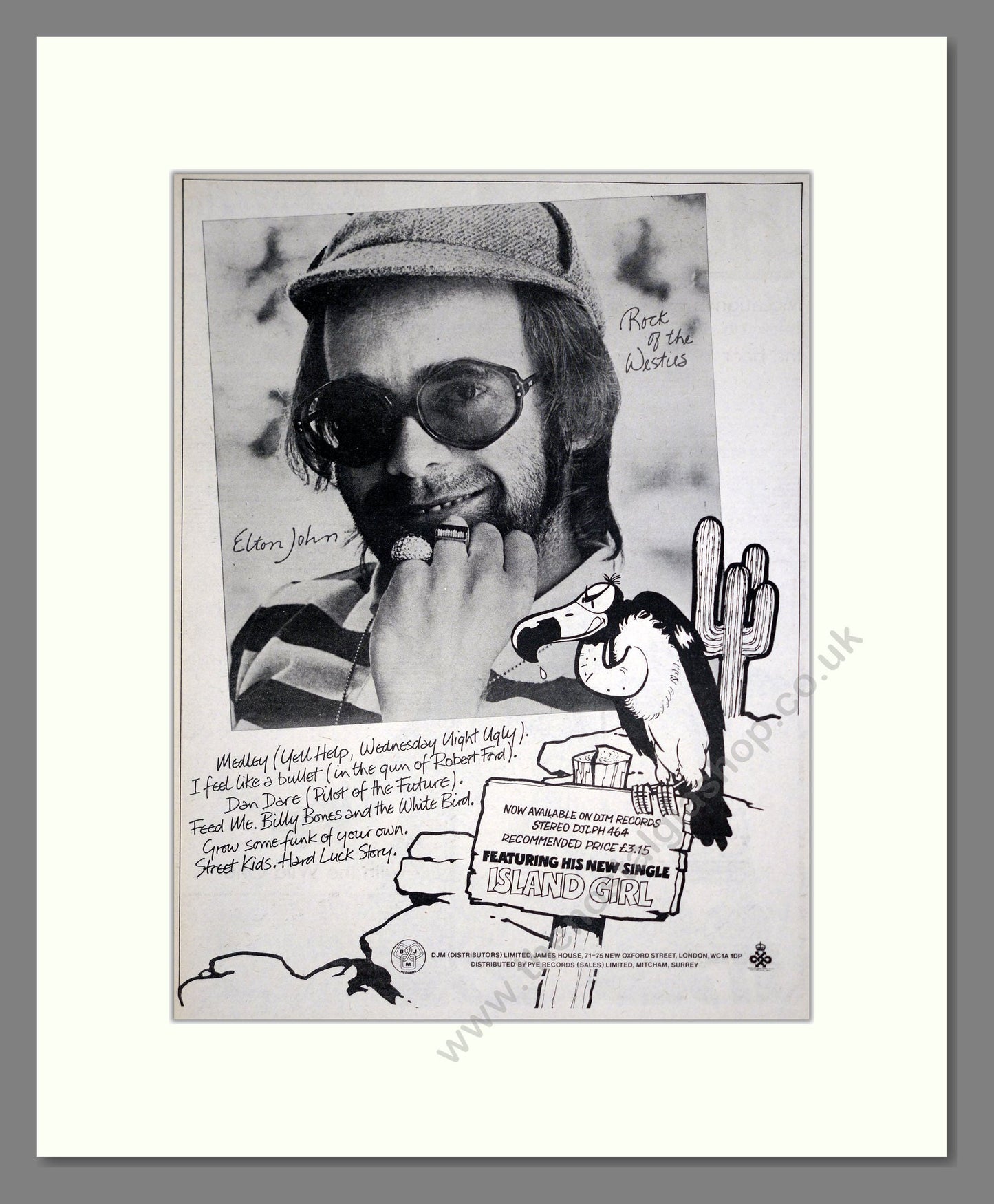 Elton John - Rock Of The Westies. Vintage Advert 1975 (ref AD20487)
