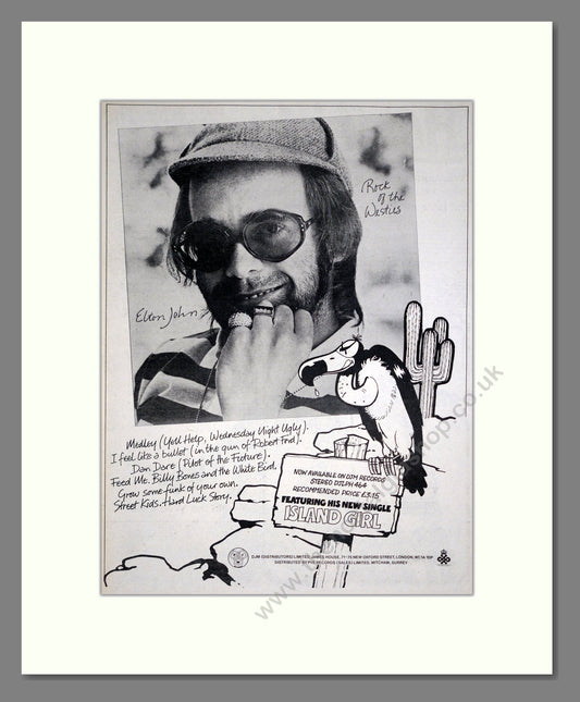Elton John - Rock Of The Westies. Vintage Advert 1975 (ref AD20487)