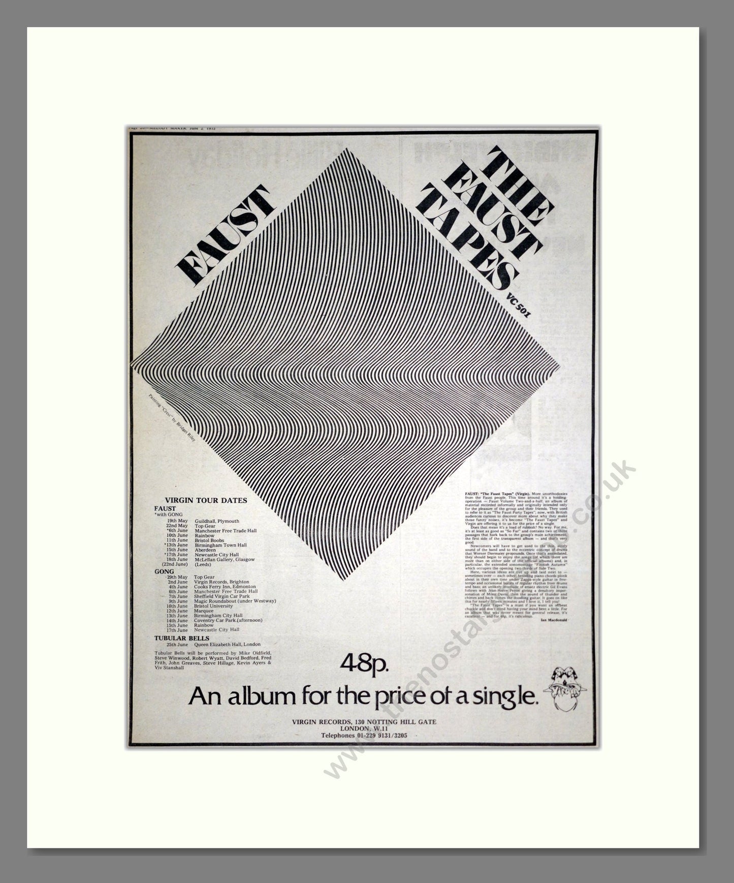 Faust - UK Tour. Vintage Advert 1973 (ref AD20496)