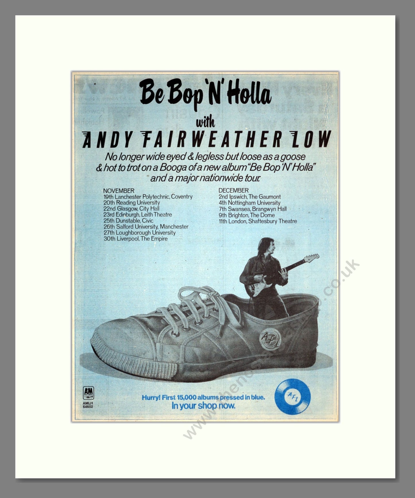 Andy Fairweather Low - UK Tour. Vintage Advert 1976 (ref AD20505)