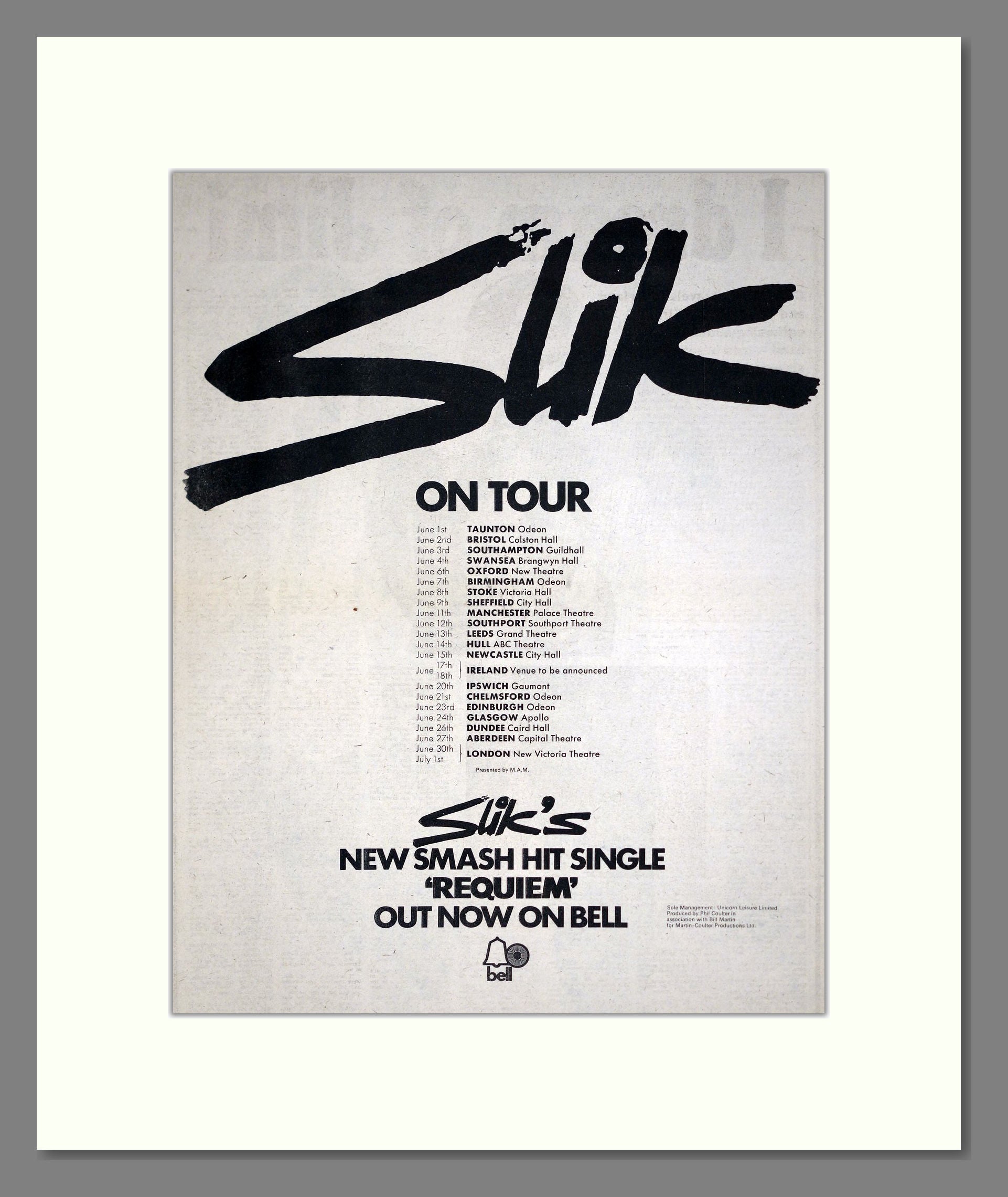 Slik - UK Tour. Vintage Advert 1976 (ref AD20507)