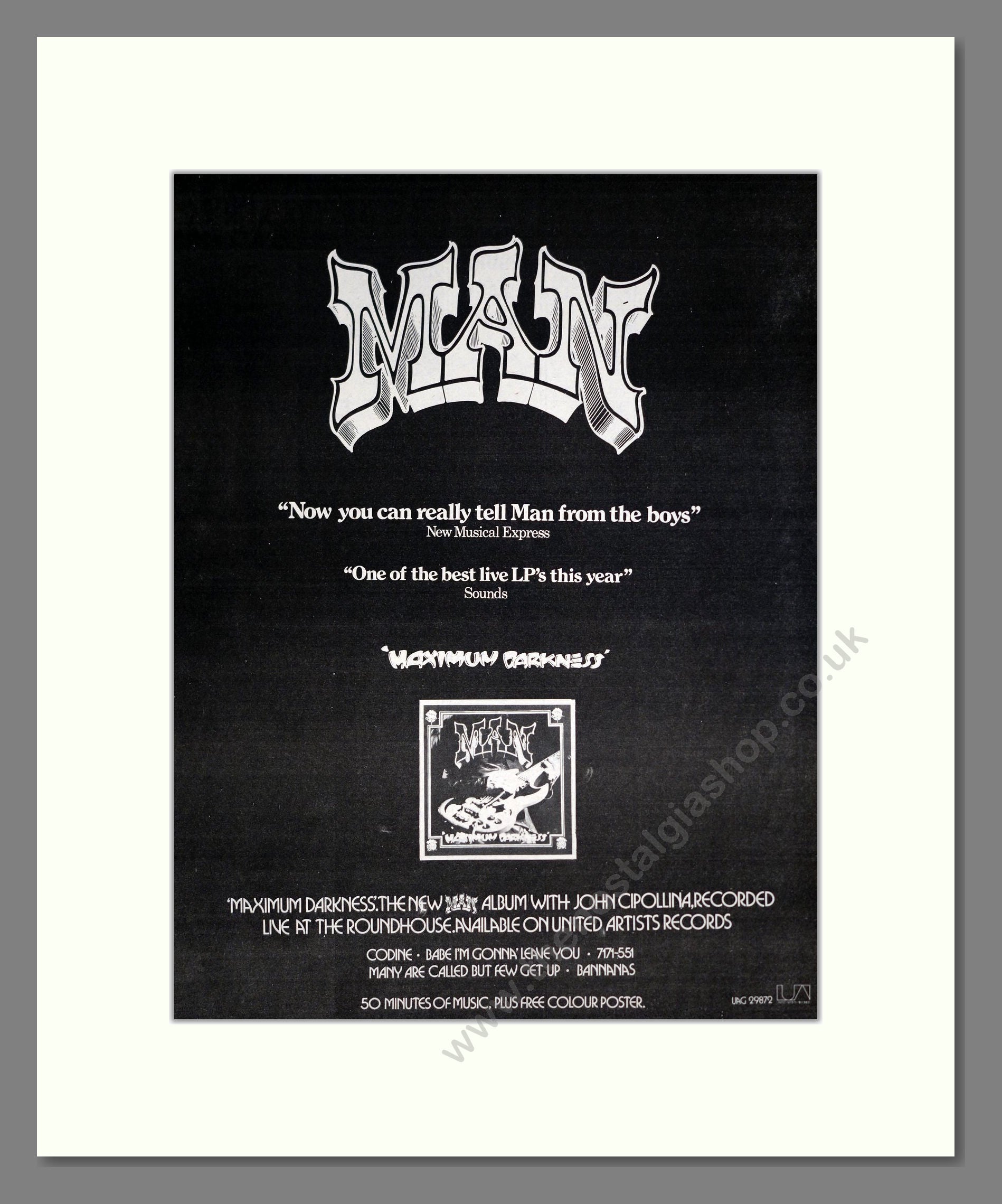 Man - Maximum Darkness. Vintage Advert 1975 (ref AD20511)
