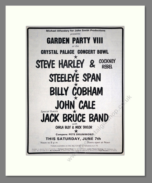 Crystal Palace - Garden Party VIII. Vintage Advert 1975 (ref AD20513)