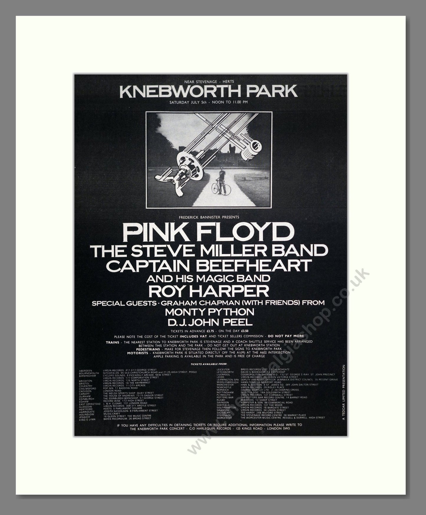 Pink Floyd - Knebworth Park. Vintage Advert 1975 (ref AD20514)