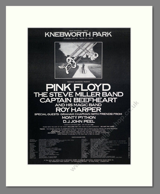 Pink Floyd - Knebworth Park. Vintage Advert 1975 (ref AD20514)