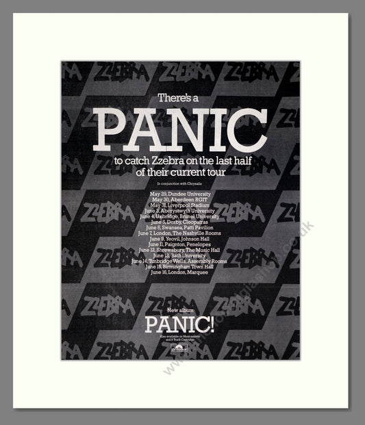 Zebra - Panic / UK Tour. Vintage Advert 1975 (ref AD20515)