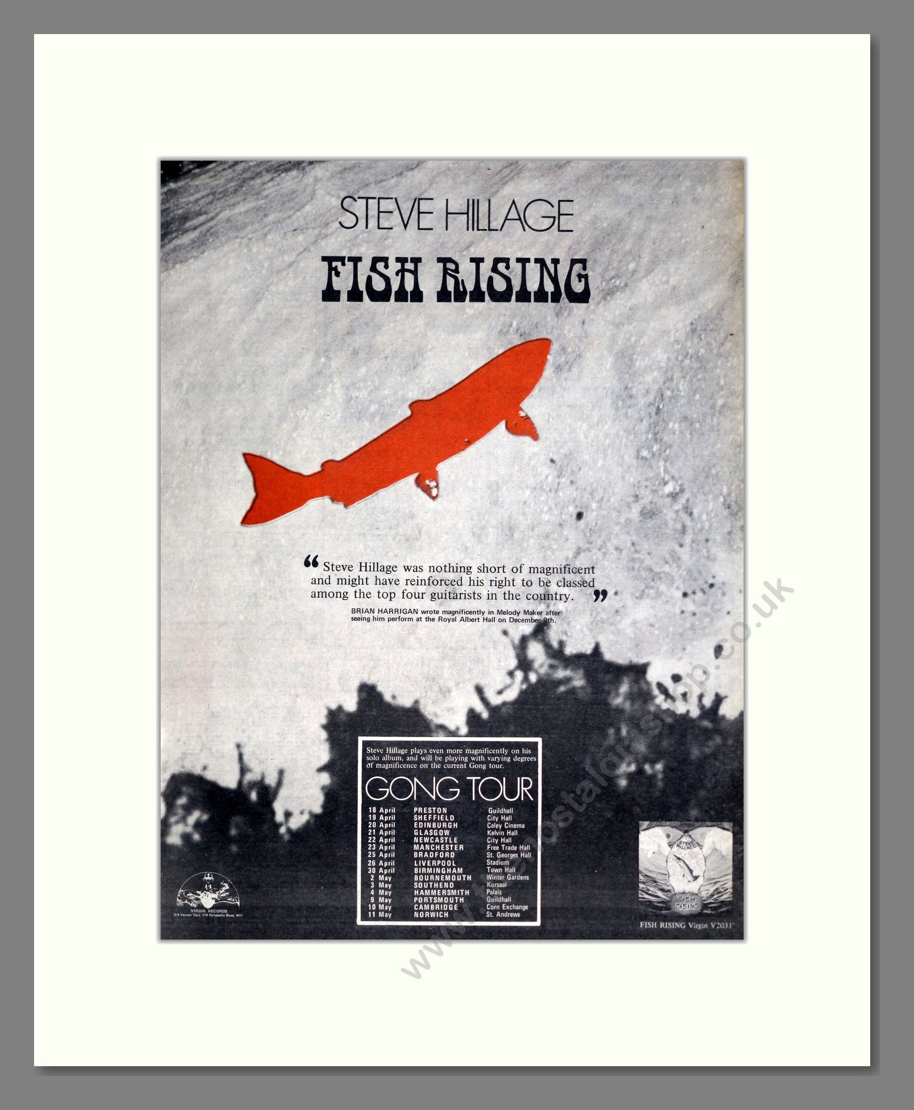 Steve Hillage - Fish Rising. Vintage Advert 1975 (ref AD20516)