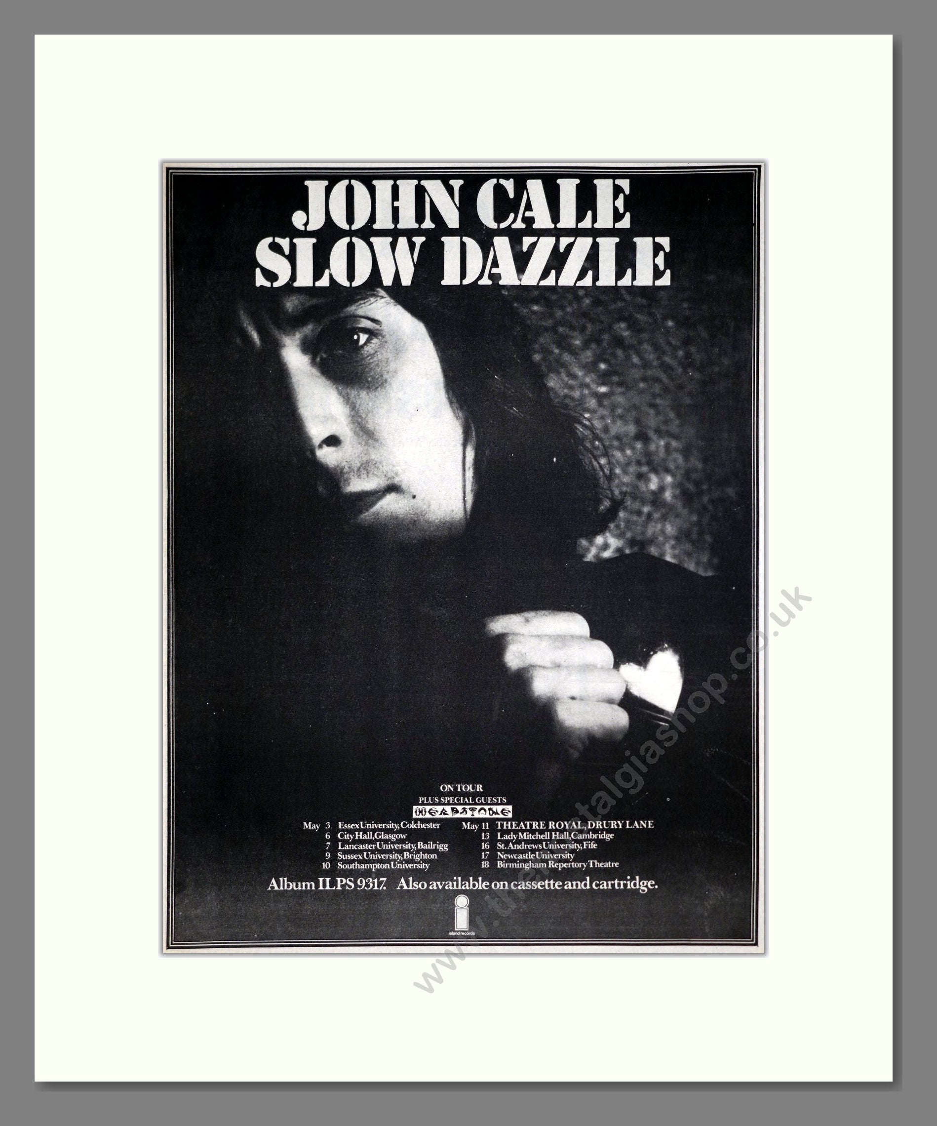 John Cale - Slow Dazzle. Vintage Advert 1975 (ref AD20517)