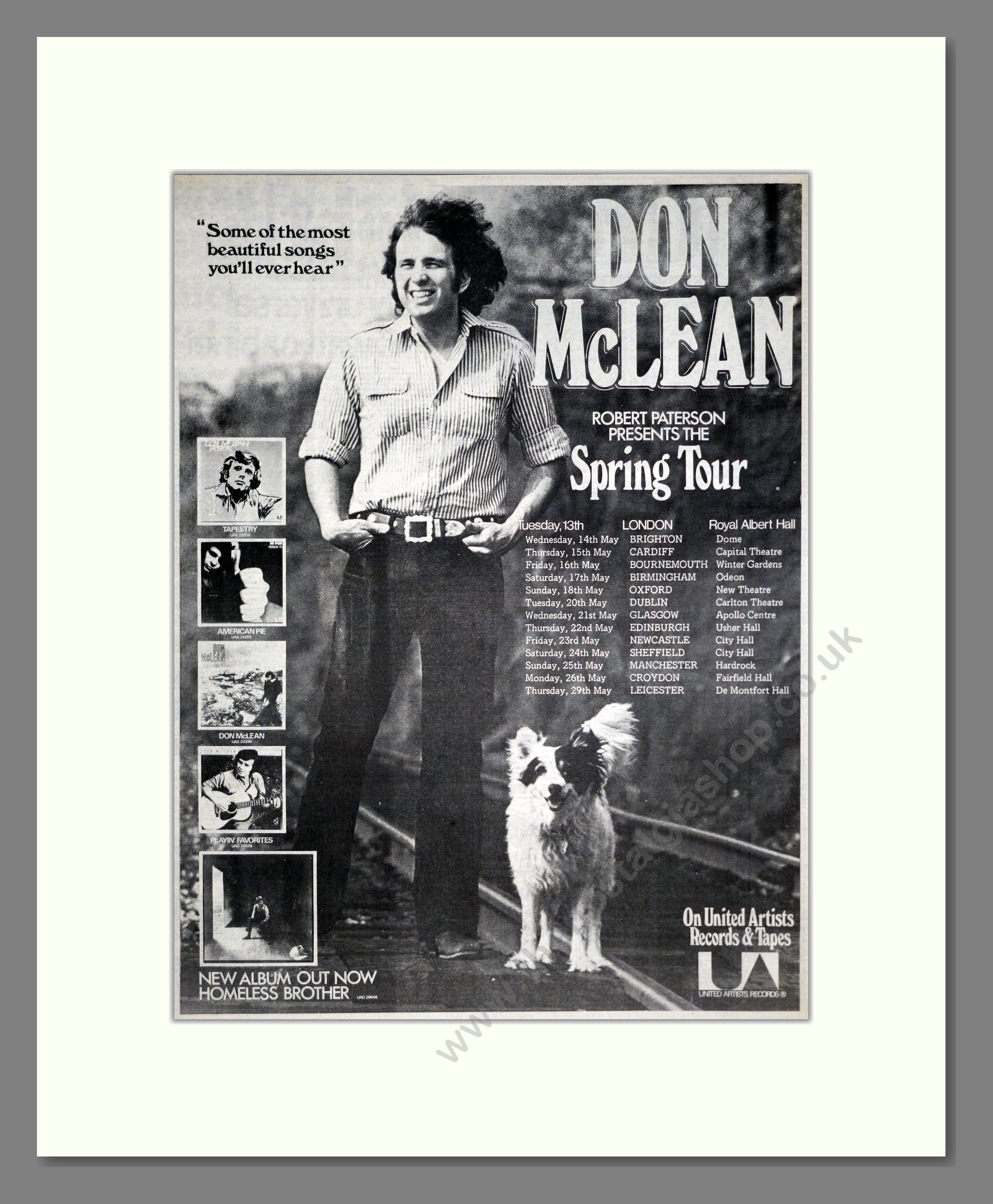 Don McLean - UK Tour. Vintage Advert 1975 (ref AD20520)
