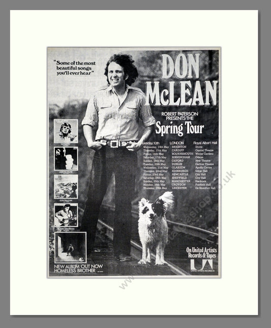 Don McLean - UK Tour. Vintage Advert 1975 (ref AD20520)