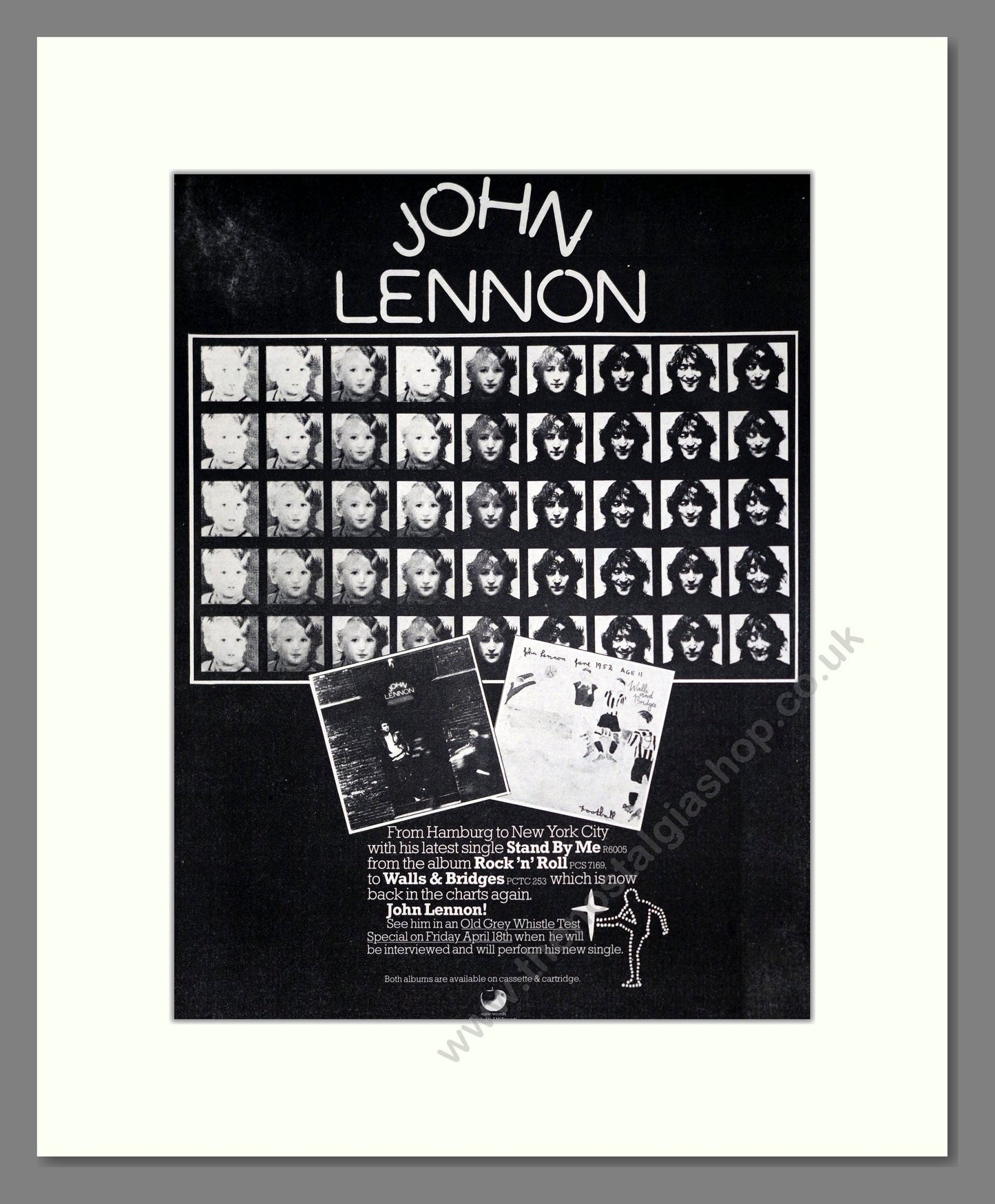 John Lennon - 2 Albums. Vintage Advert 1975 (ref AD20523)