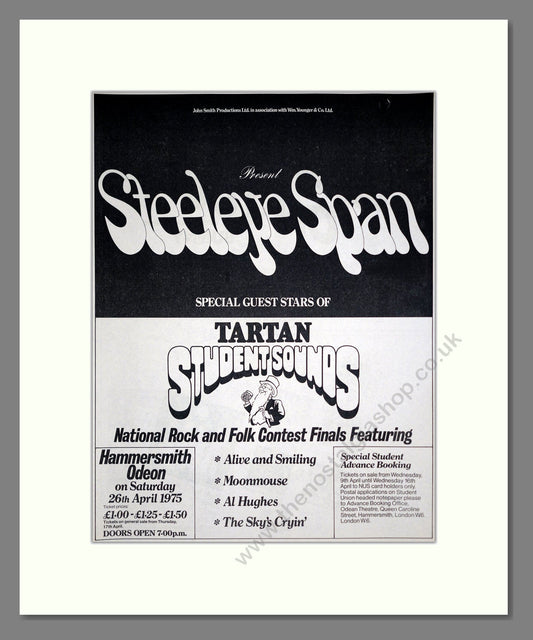 Steeleye Span - Tartan Student Sounds. Vintage Advert 1975 (ref AD20530)