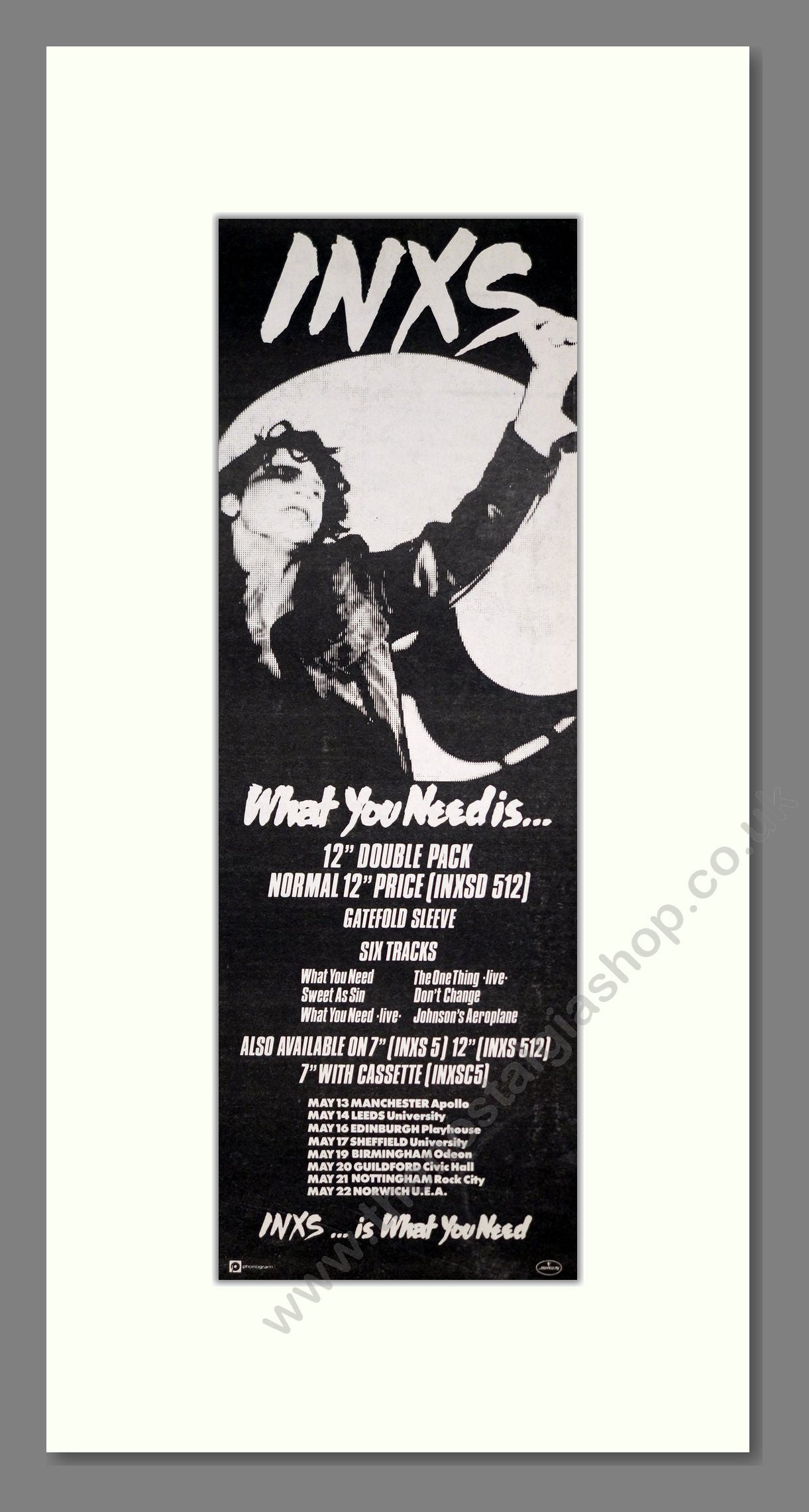 INXS - What You Need Is. Vintage Advert 1986 (ref AD201383)