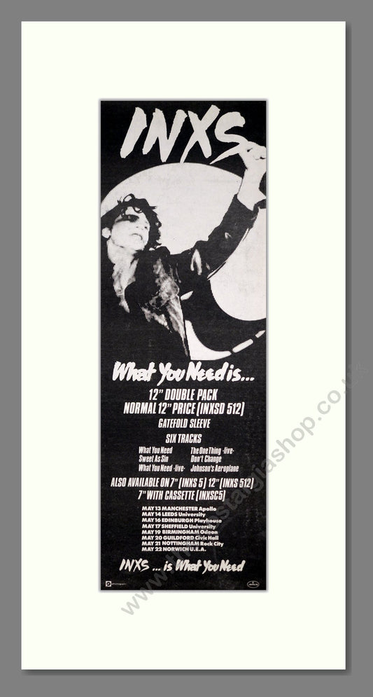 INXS - What You Need Is. Vintage Advert 1986 (ref AD201383)