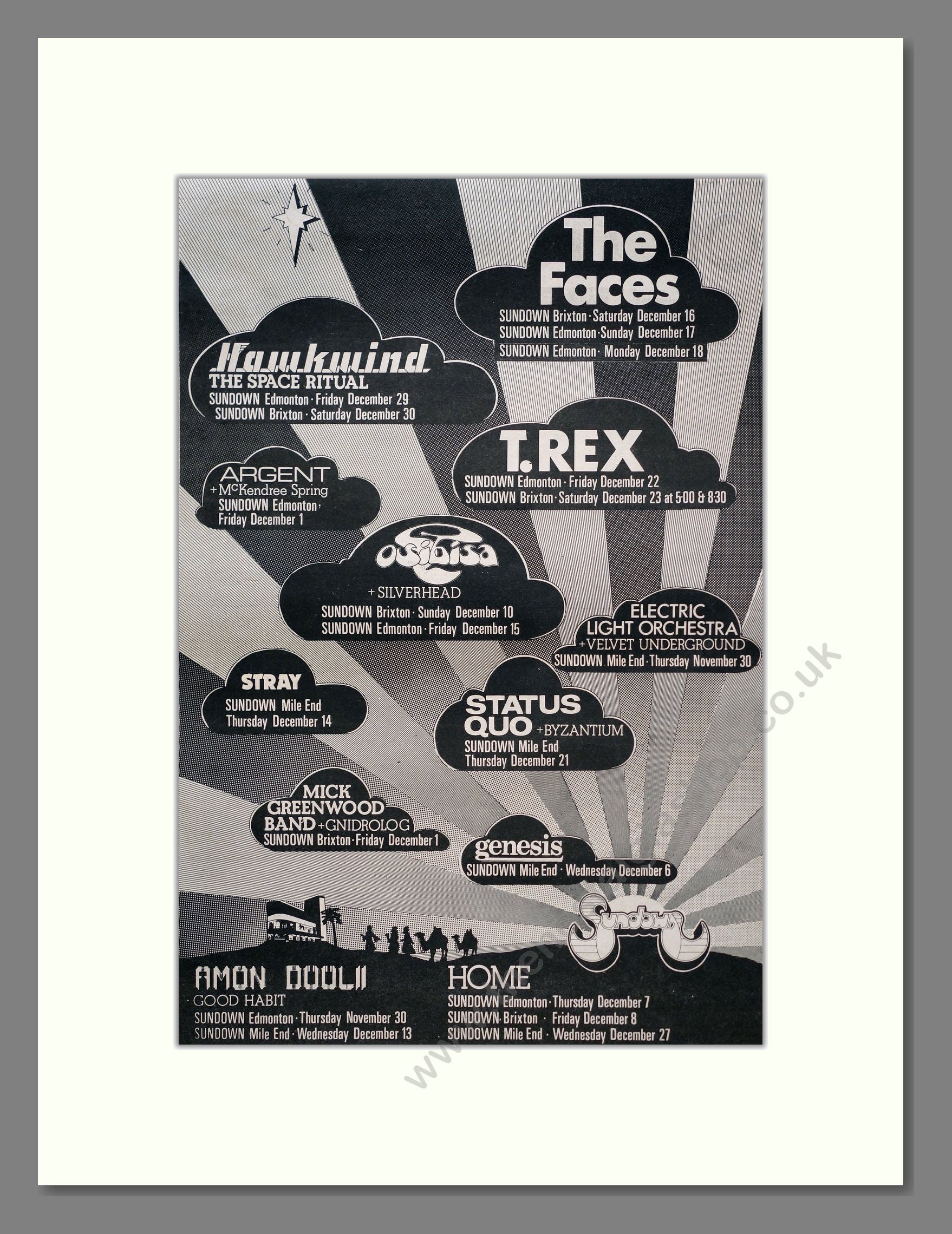Sundown Festival - Line Up. Vintage Advert 1972 (ref AD20642)