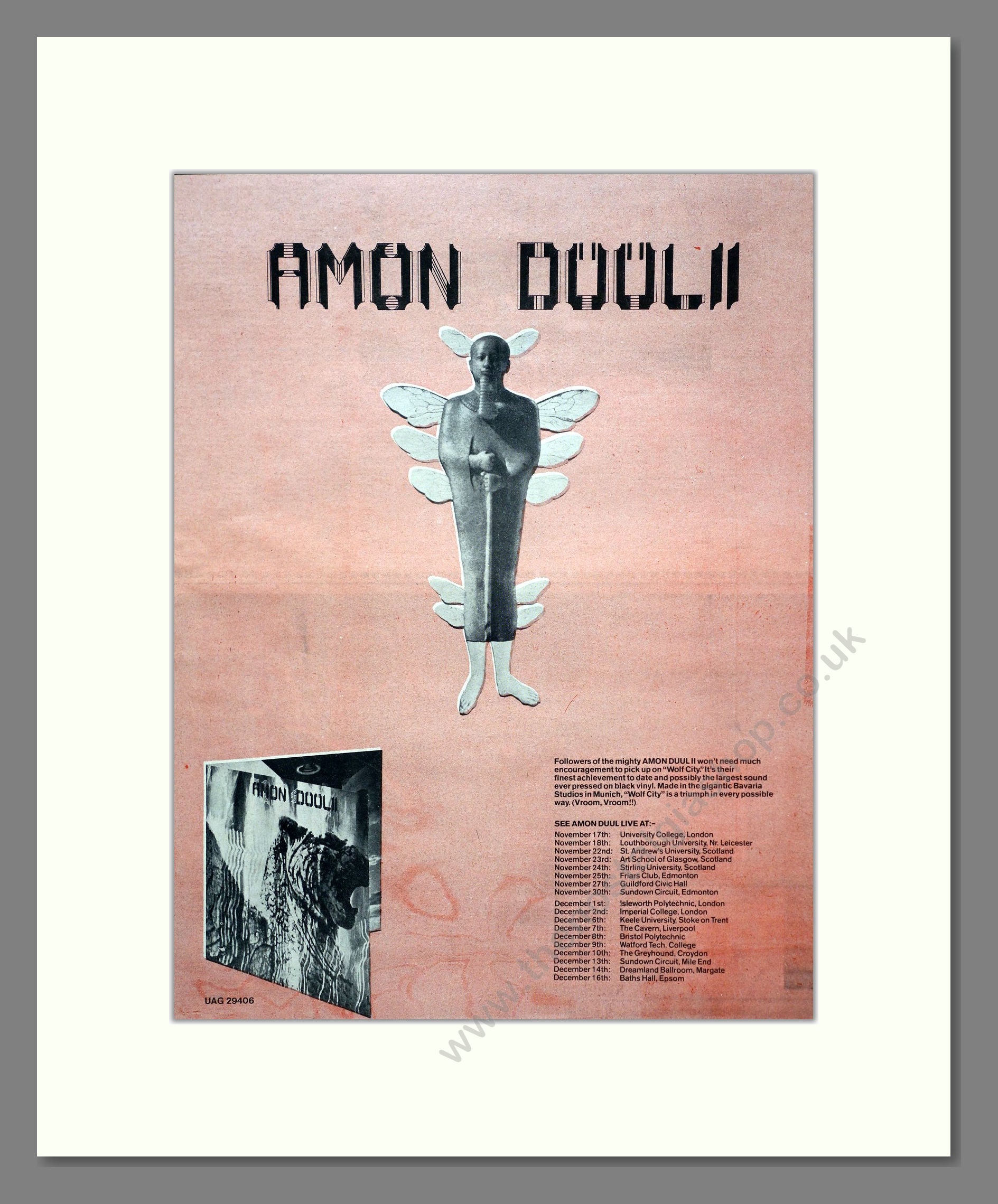 Amon Duul II - UK Tour. Vintage Advert 1972 (ref AD20651)